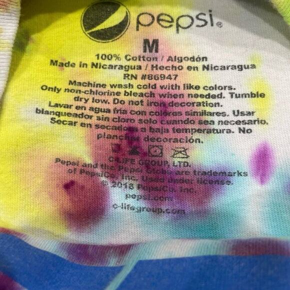 PEPSI TIE DYE CROPPED T-SHIRT LONG SLEEVE SZ MEDIUM 100% COTTON RETRO AESTHETIC - Picture 7 of 16